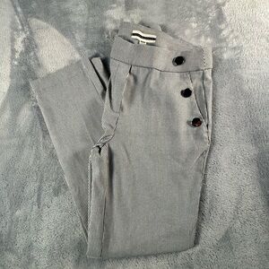 Jules & Leopold Striped Pants Women Small Black White Button Detail